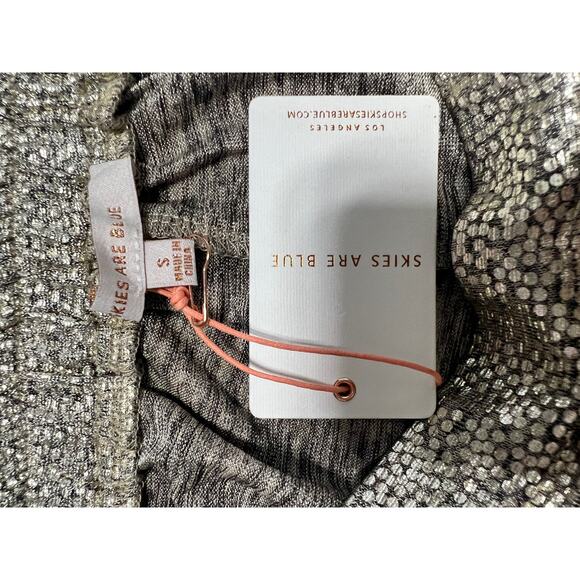 Skies Are Blue Gold Wide Leg Pants Small NWT - Picture 3 of 6